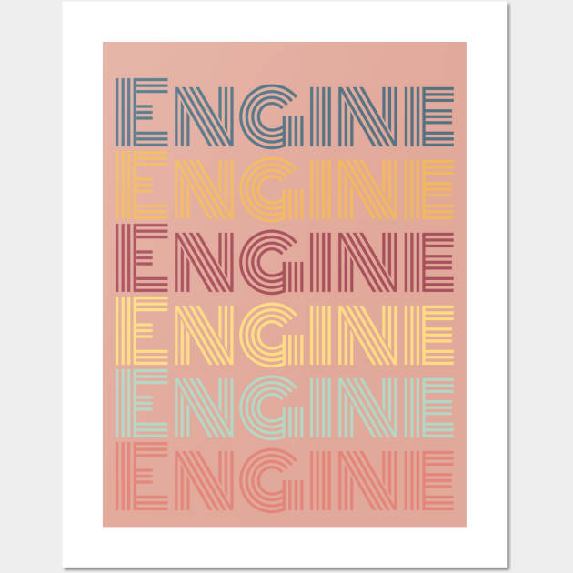 Retro 80s- typographic engine design Wall Art by Blueberry Pie 